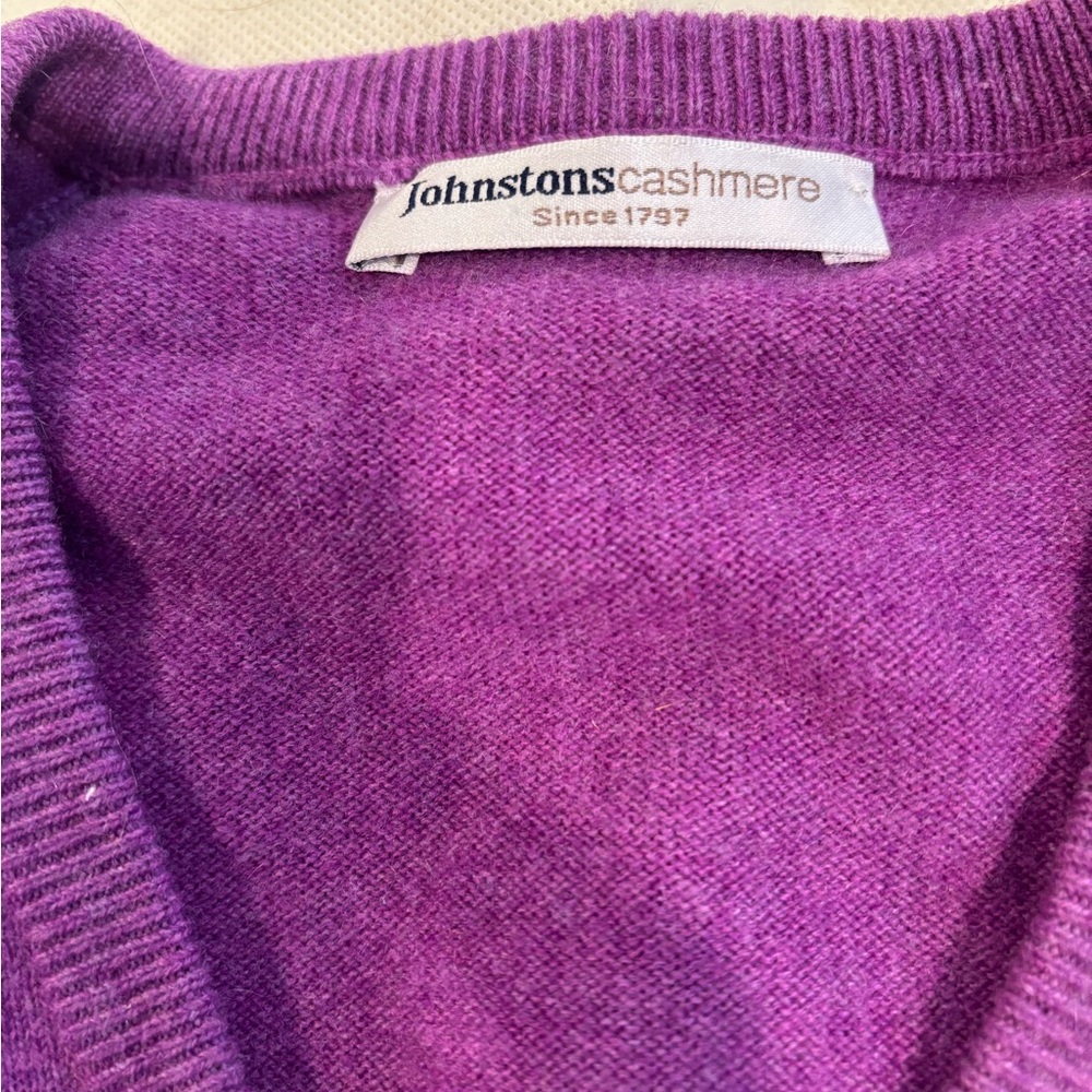 Johnston of Elgin Purple Cashmere Sweater - Picture 3 of 7